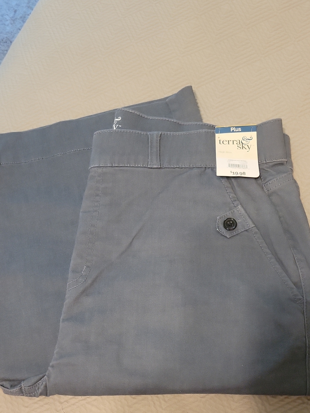 terra & sky Plus Size Capris Chino Pants – Slate Blue